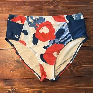 Women’s Nani Swimwear Blue and Orange Floral Bottoms size M